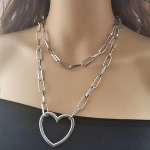 Silver Multi -Layer Heart Necklace